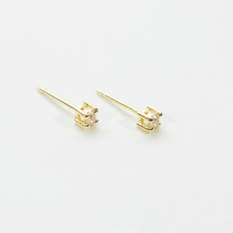 Tiny Gold Vermeil Faceted Stone Studs sold by Silver Lotus