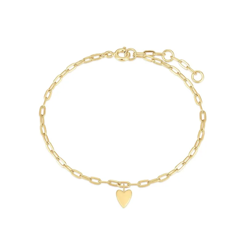Gold Plated Multi Micro Charm Paperclip Heart Bracelet sold by Silver Lotus