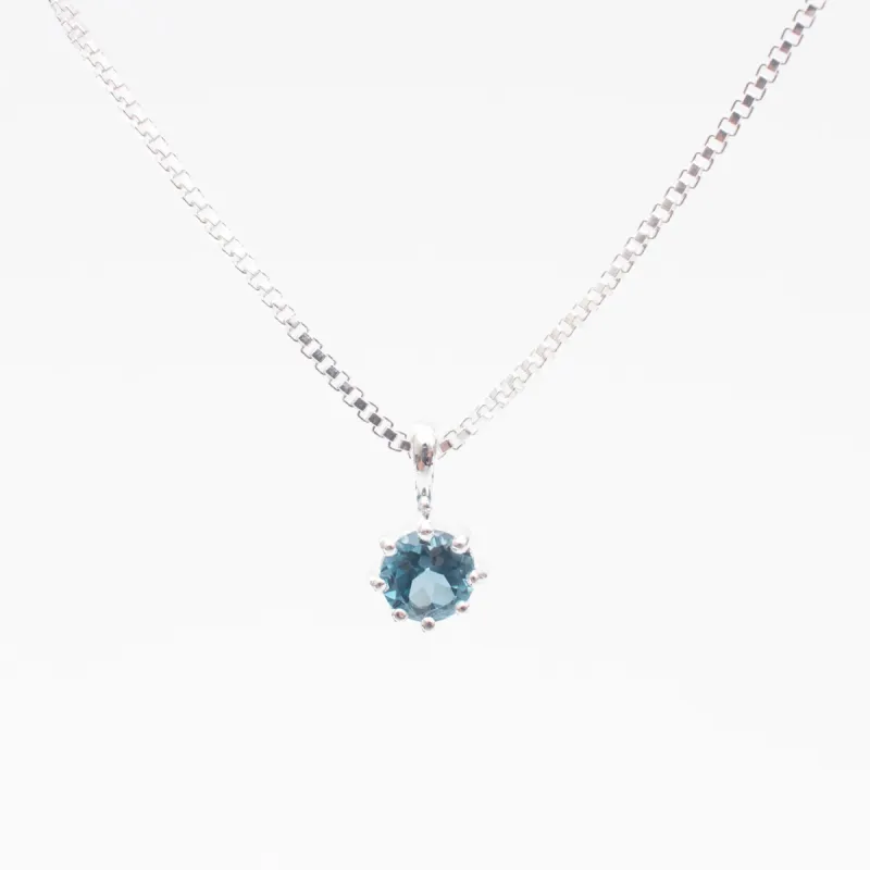 Silver Round Claw Set London Blue Topaz Necklace sold by Silver Lotus