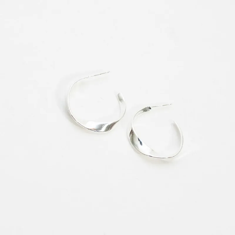 Twisted Silver Ribbon Hoops sold by Silver Lotus