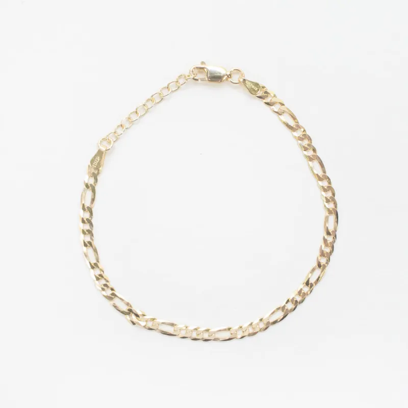 Gold Plated Flat Figaro Chain Bracelet sold by Silver Lotus