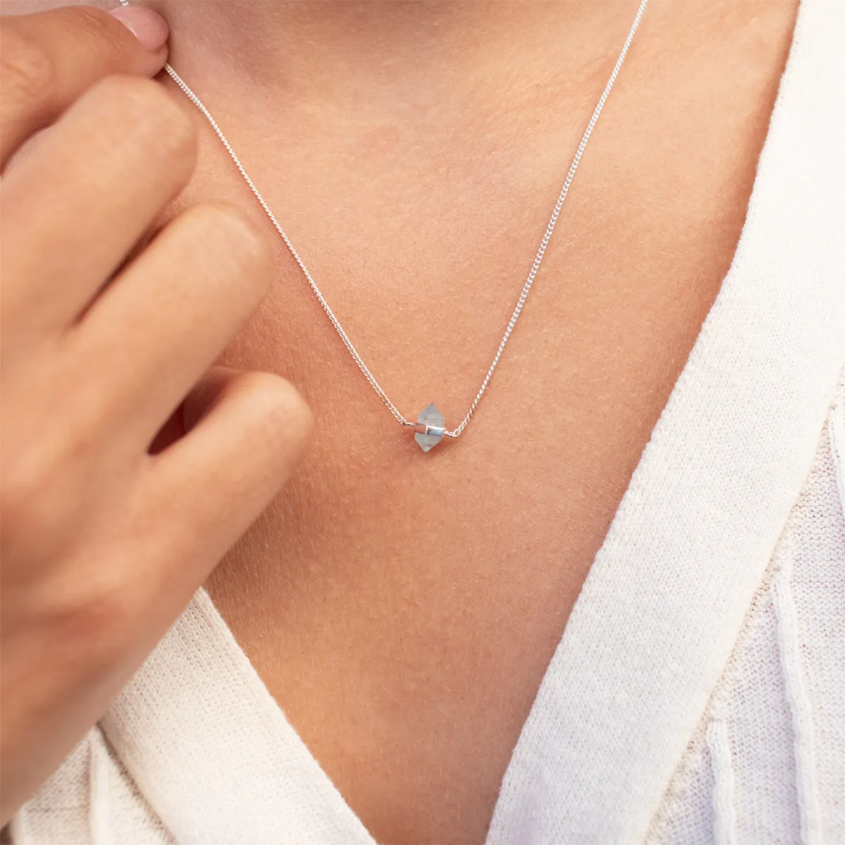 Silver Aquamarine Wrap Necklace sold by Silver Lotus product image thumbnail 2