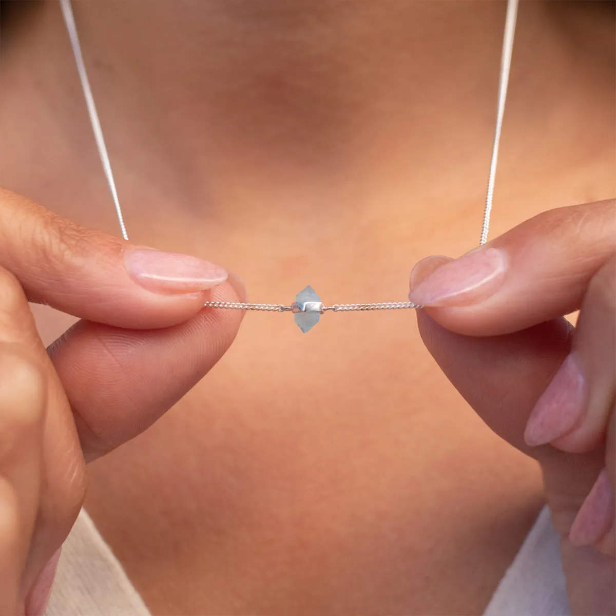 Silver Aquamarine Wrap Necklace sold by Silver Lotus product image thumbnail 3