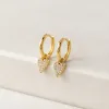 Flutter Gold Heart Huggie Drop Hoops sold by Silver Lotus