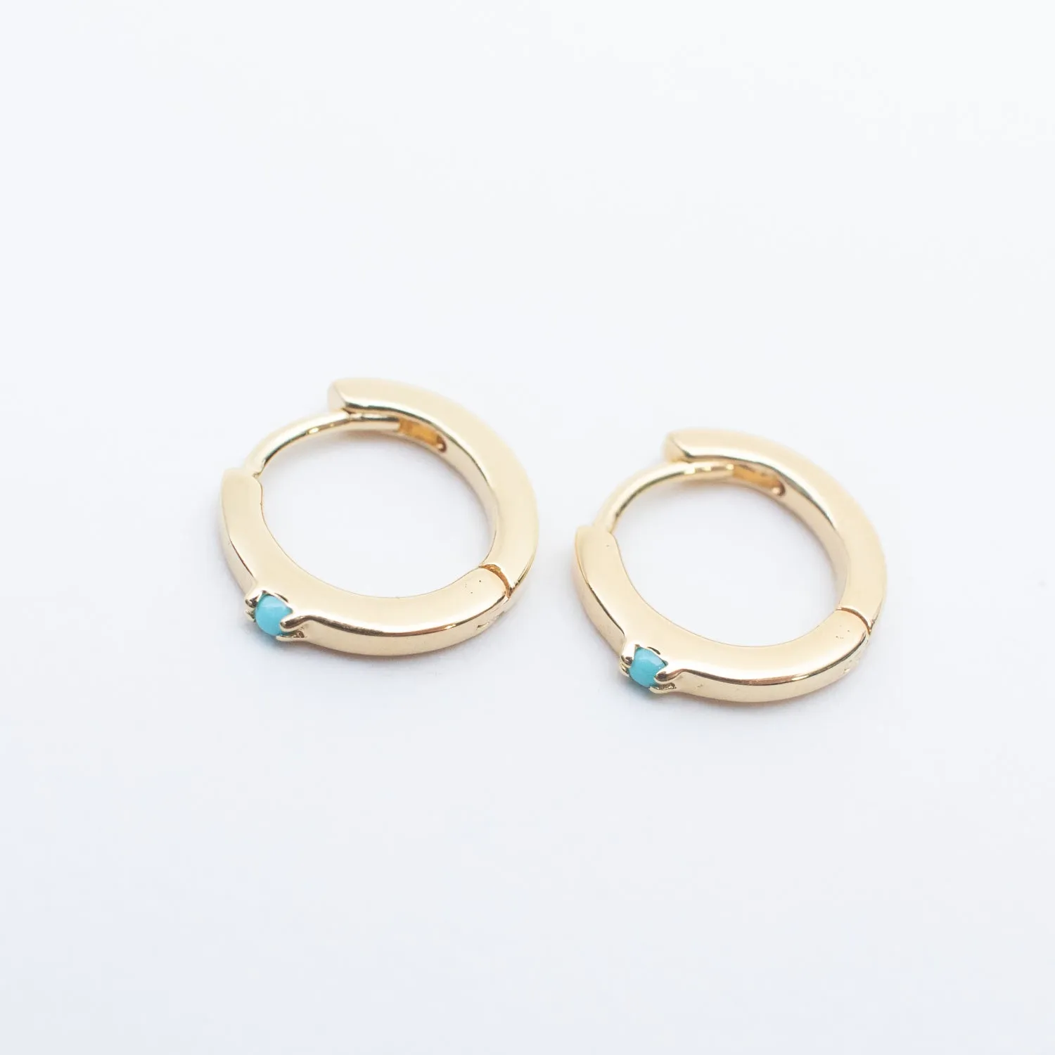 Gold Vermeil Turquoise Huggies sold by Silver Lotus
