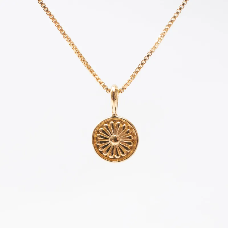 Gold Vermeil India Temple Flower Disc Necklace sold by Silver Lotus