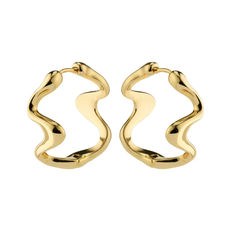 Moon Gold Plated Hoops sold by Silver Lotus