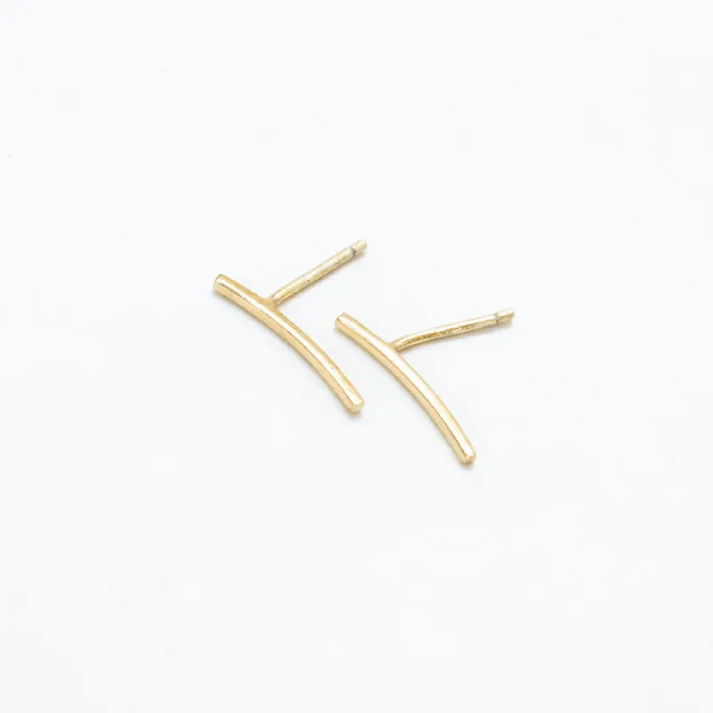 Gold Vermeil Curved Bar Studs sold by Silver Lotus
