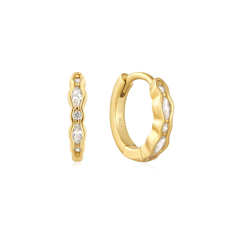 Gold Vermeil Multi Shaped CZ Channel Huggies sold by Silver Lotus