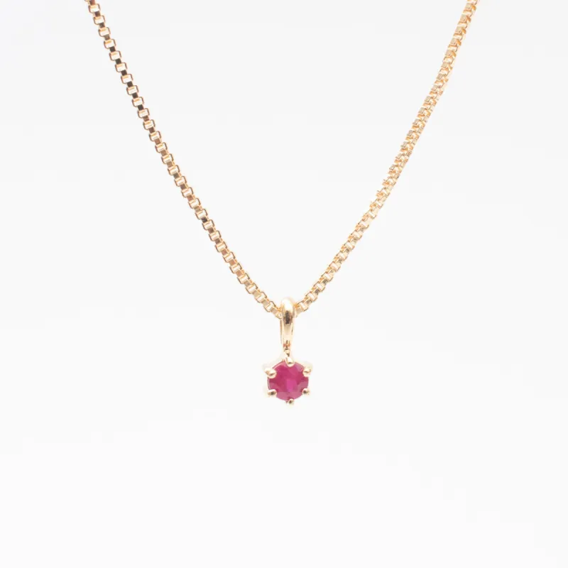 Gold Vermeil Round Claw Set Ruby Necklace sold by Silver Lotus
