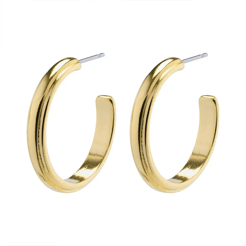 Thankful Gold Plated Medium Hoops sold by Silver Lotus