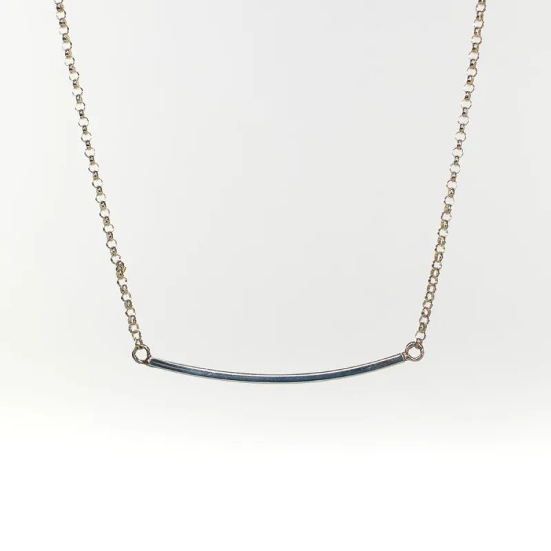 Silver Curved Bar Necklace sold by Silver Lotus