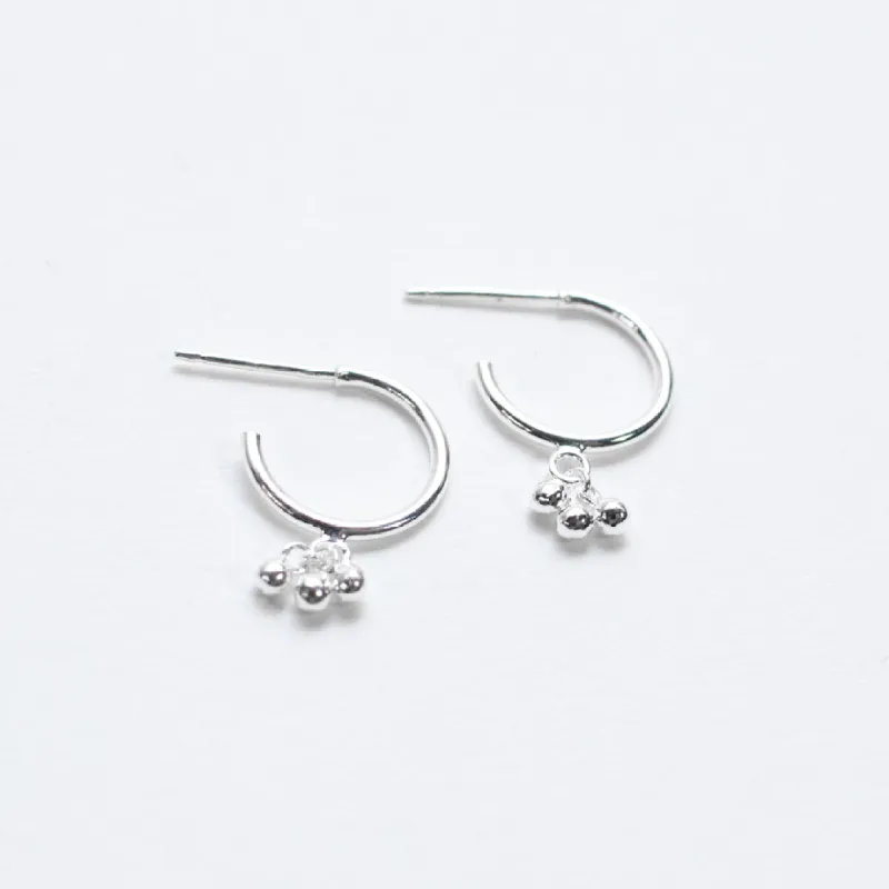 Silver Hoops with Hanging Beads sold by Silver Lotus