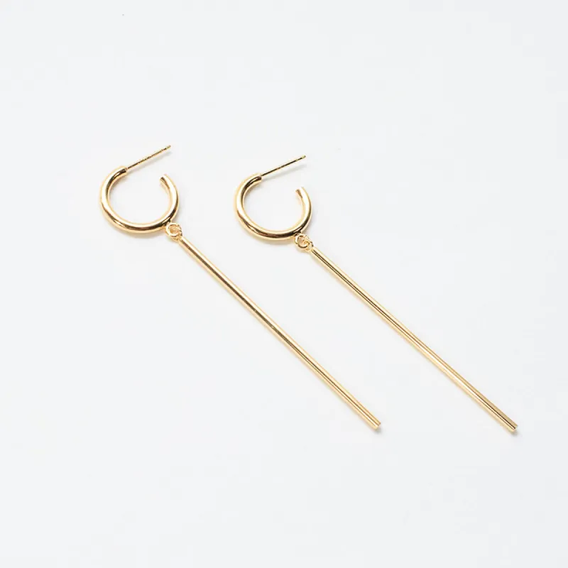 Gold Vermeil Hoops with Hanging Bars sold by Silver Lotus