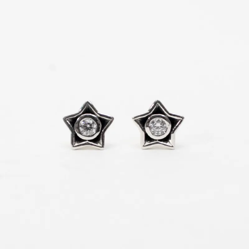 Silver Crystal Star Studs sold by Silver Lotus