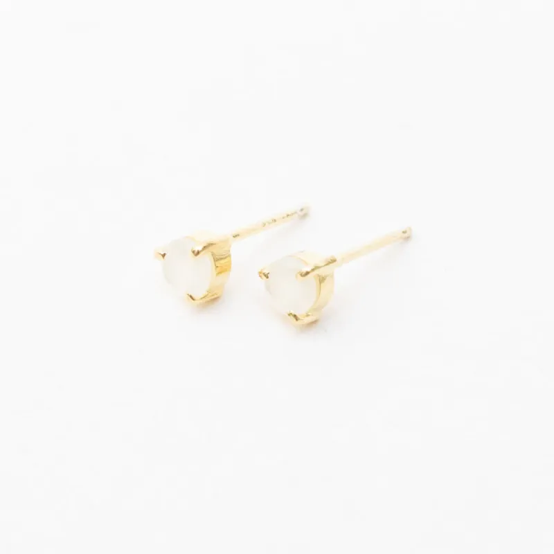 Gold Vermeil & Moonstone Round Claw Set Studs sold by Silver Lotus