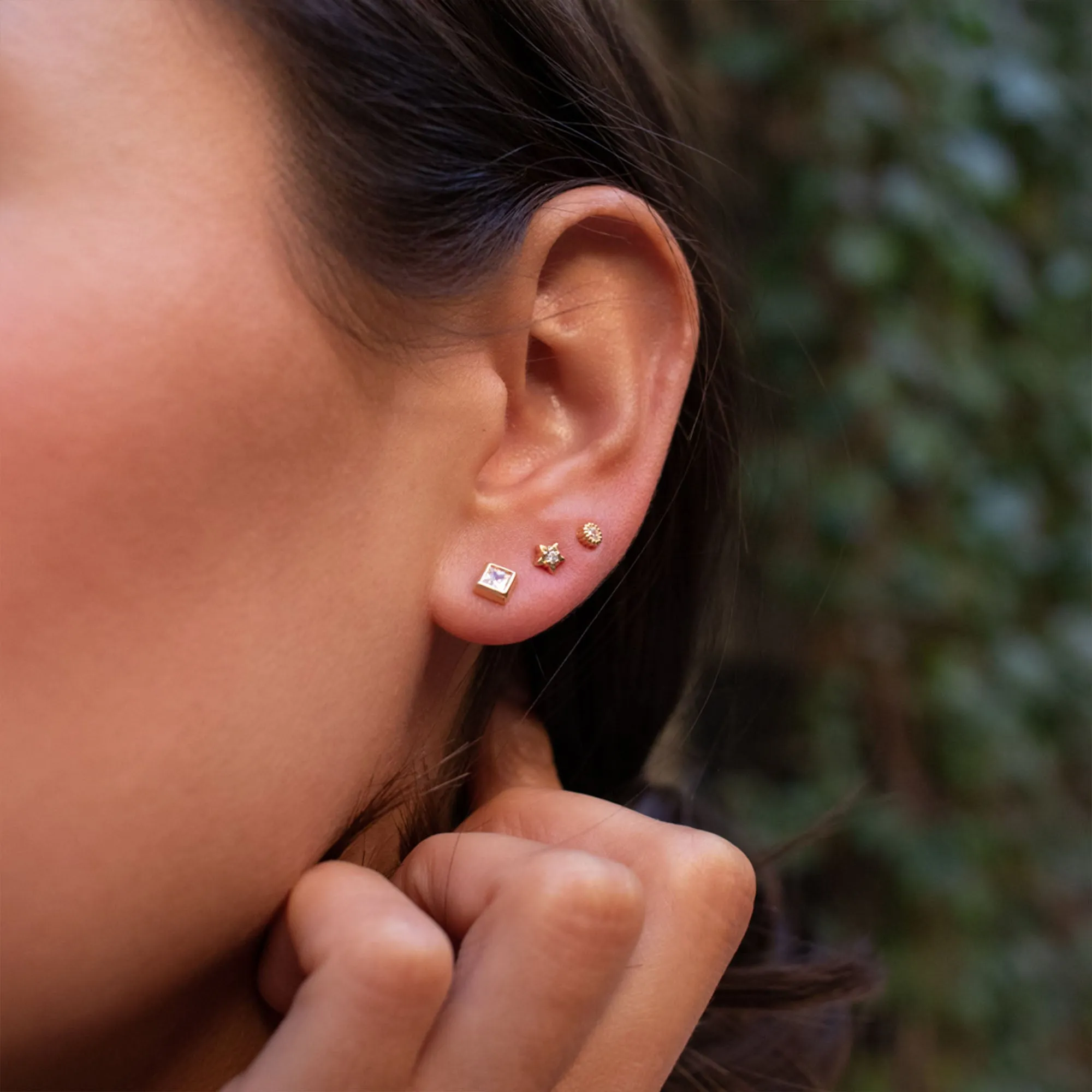 Gold Vermeil Square CZ Studs sold by Silver Lotus product image thumbnail 2