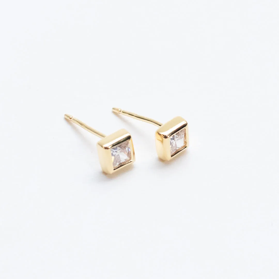Gold Vermeil Square CZ Studs sold by Silver Lotus product image thumbnail 3