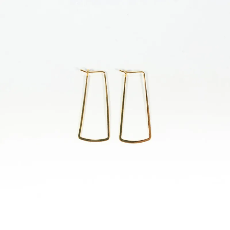 Gold Vermeil Long Tapered Rectangle Hoops sold by Silver Lotus