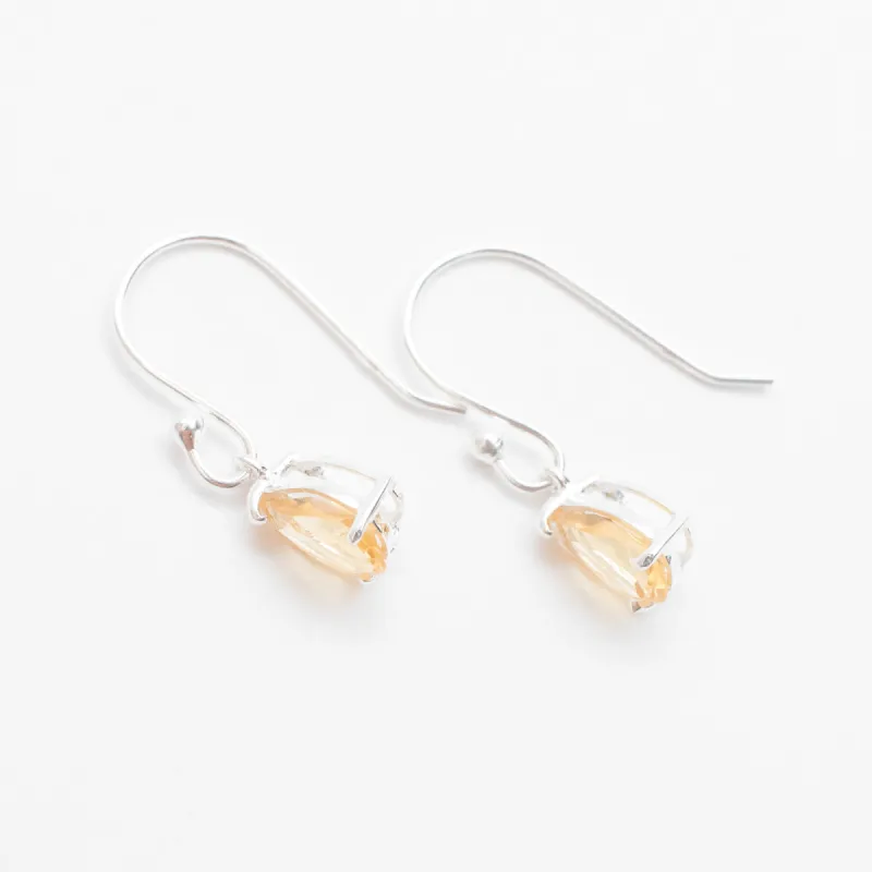 Silver Citrine Teardrop Earrings sold by Silver Lotus