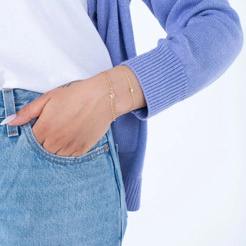 Gold Vermeil 4mm Crystal Solitaire Bracelet sold by Silver Lotus product image thumbnail 2