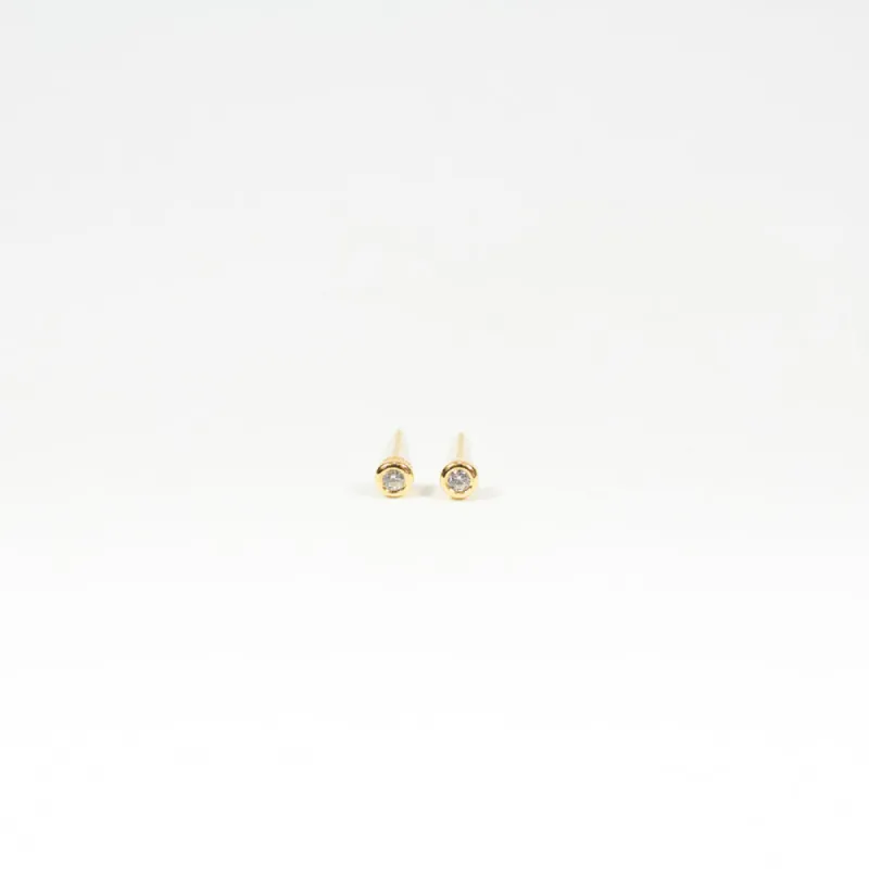 Tiny Round Cubic Zirconia Gold Vermeil Studs sold by Silver Lotus