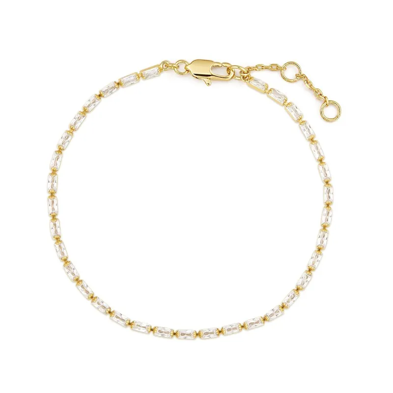 Gold Plated Baguette CZ Tennis Bracelet sold by Silver Lotus