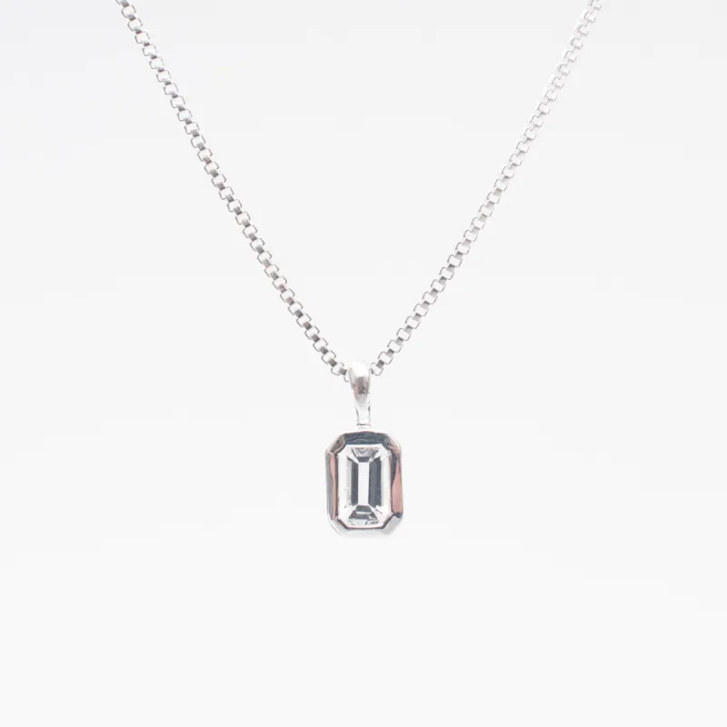 Silver Vertical Octagon White Topaz Necklace sold by Silver Lotus