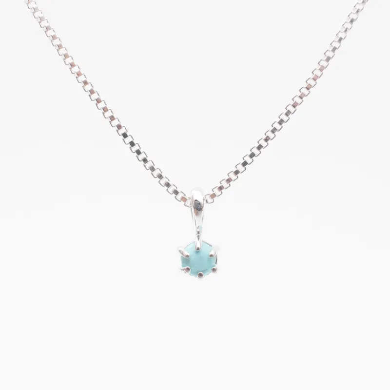 Silver Round Claw Set Turquoise Necklace sold by Silver Lotus