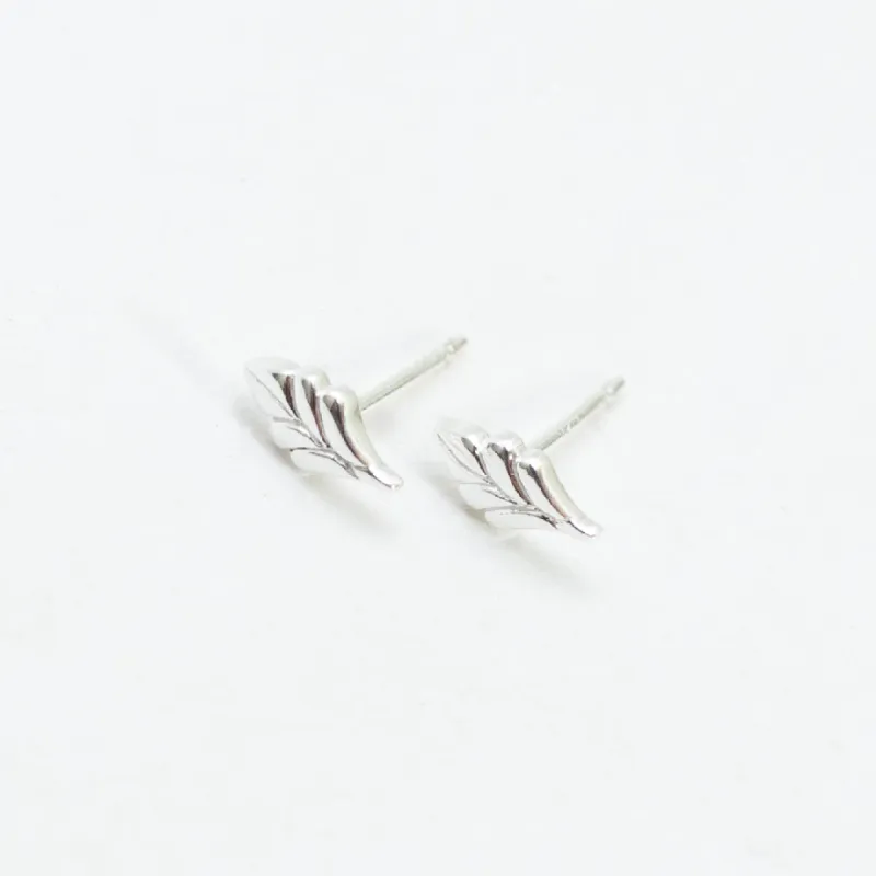Tiny Silver Leaf Studs sold by Silver Lotus
