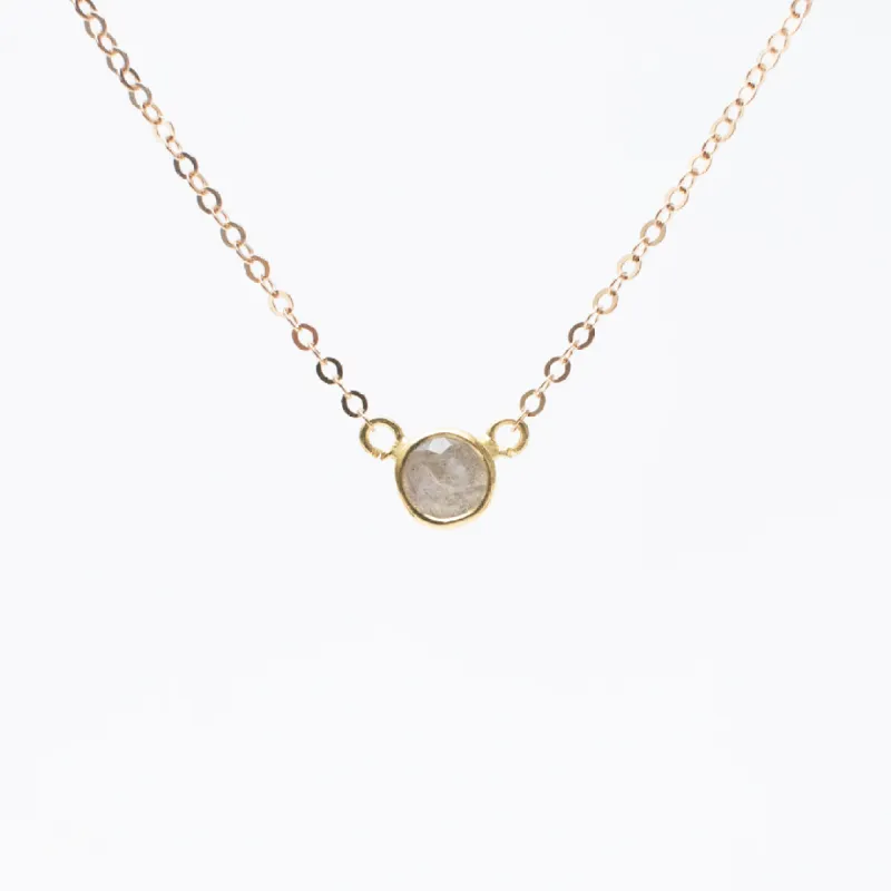 Gold Labradorite Comini Circle Stone Necklace sold by Silver Lotus