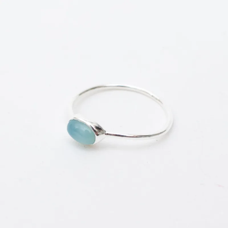 Silver Blue Chalcedony Oval Ring sold by Silver Lotus