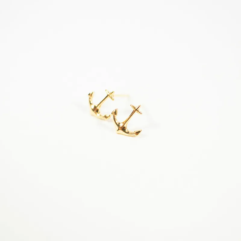 Gold Vermeil Anchor Studs sold by Silver Lotus