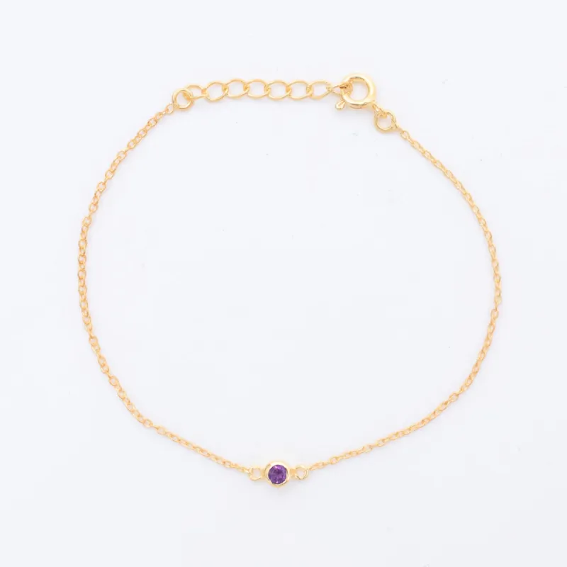 Gold Vermeil Amethyst Solitaire Bracelet sold by Silver Lotus