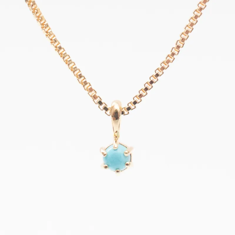 Gold Vermeil Round Claw Set Turquoise Necklace sold by Silver Lotus