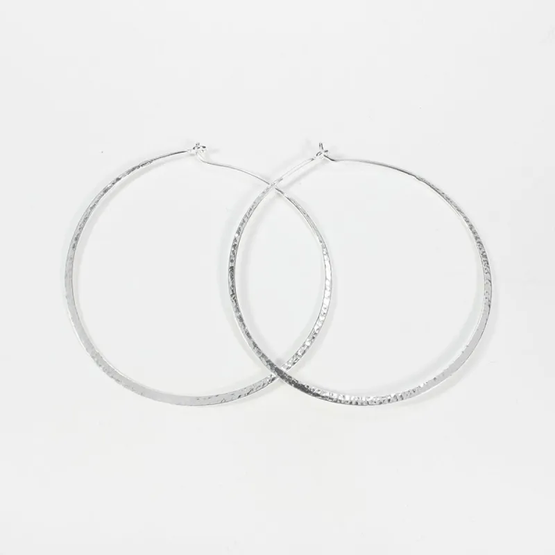 Large Silver Hammered Wire Hoops sold by Silver Lotus