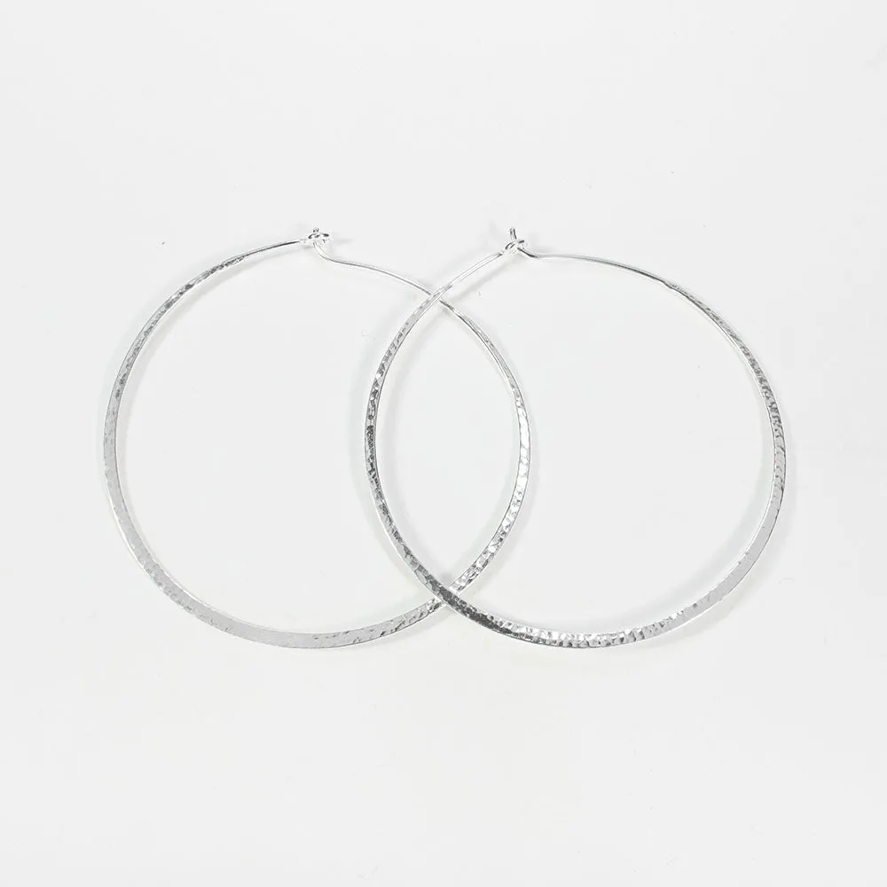 Large Silver Hammered Wire Hoops sold by Silver Lotus