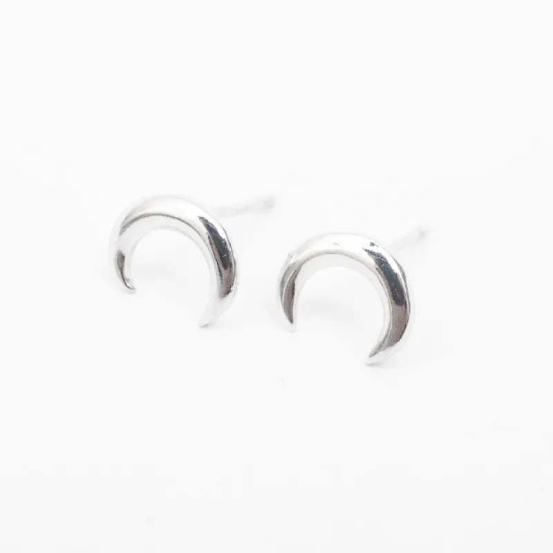 Silver Cut Out Crescent Shaped Studs sold by Silver Lotus