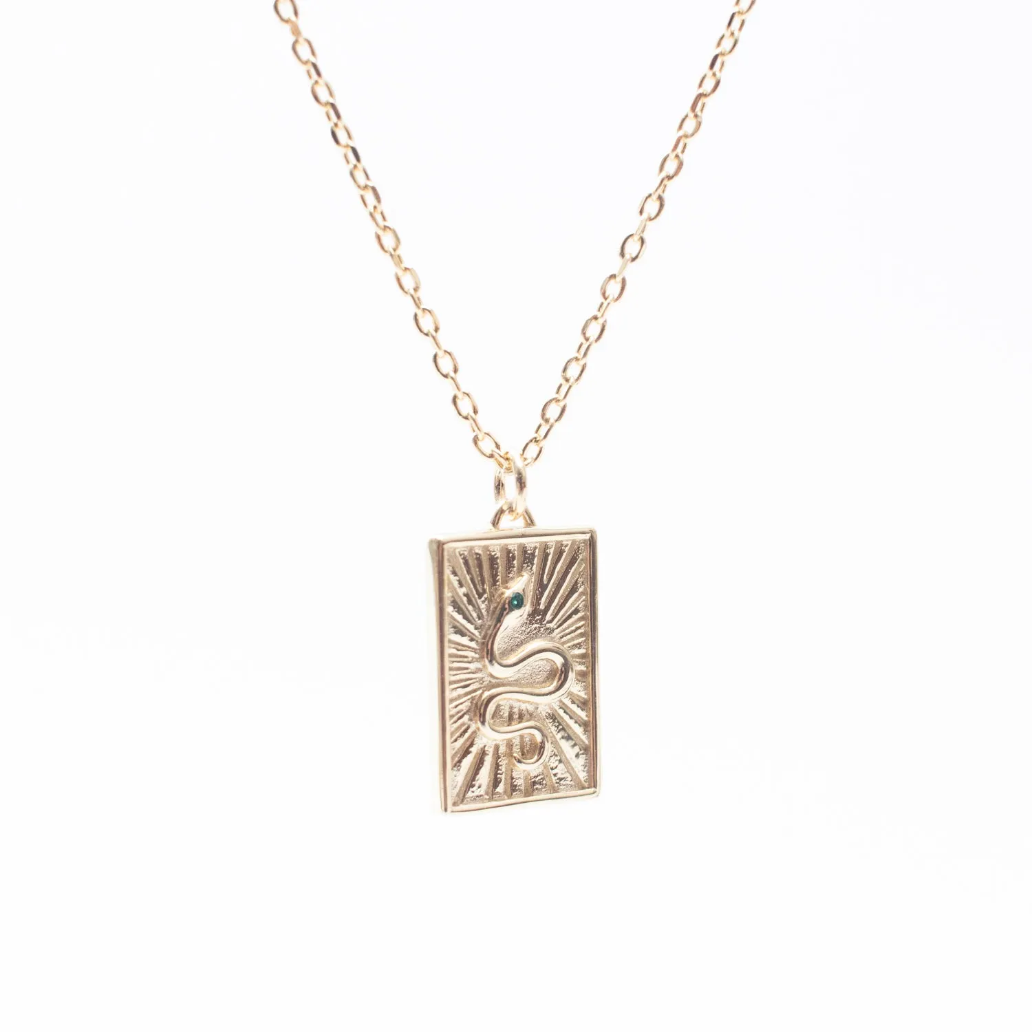 Gold Vermeil Square Snake Medallion Necklace sold by Silver Lotus product image thumbnail 3