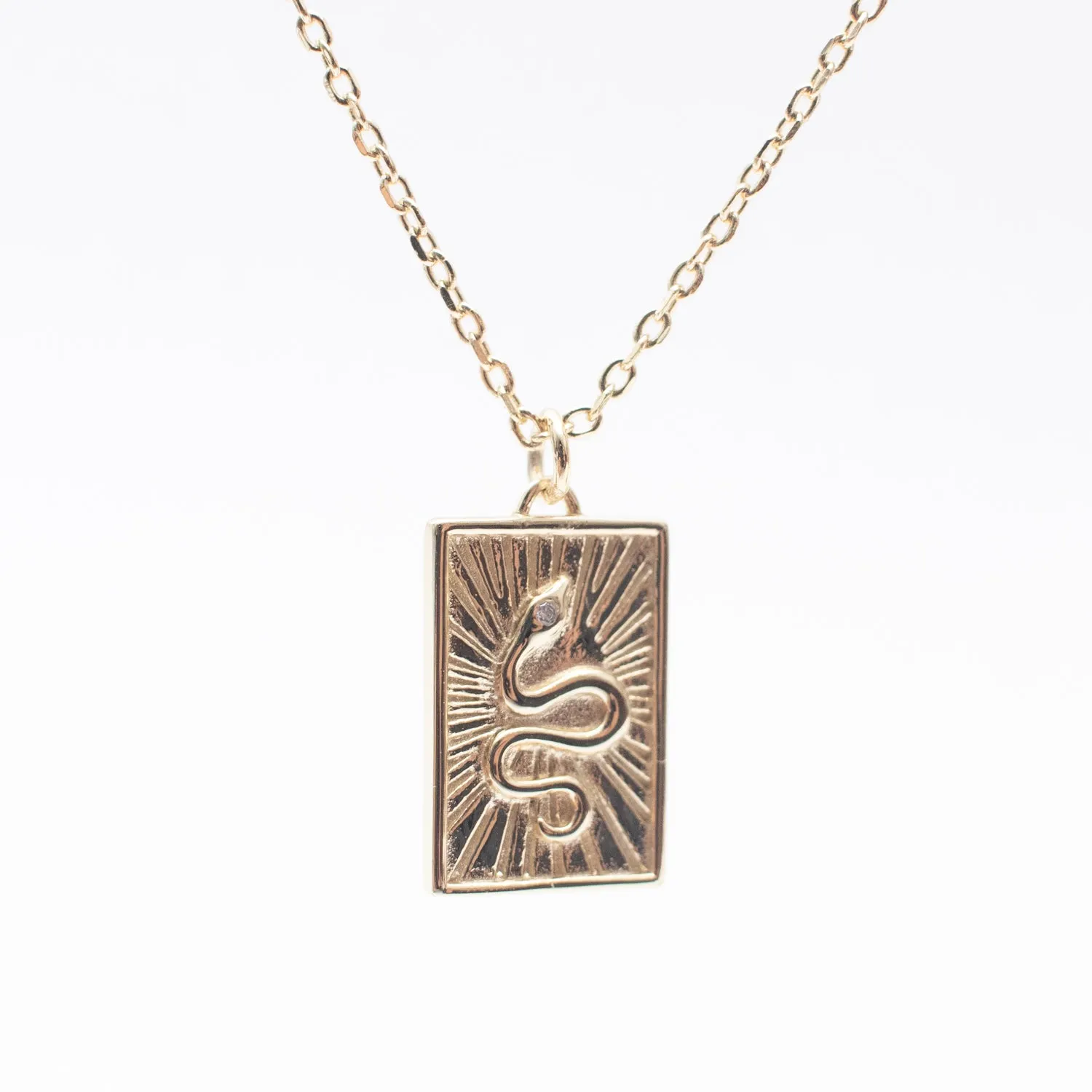 Gold Vermeil Square Snake Medallion Necklace sold by Silver Lotus product image thumbnail 2