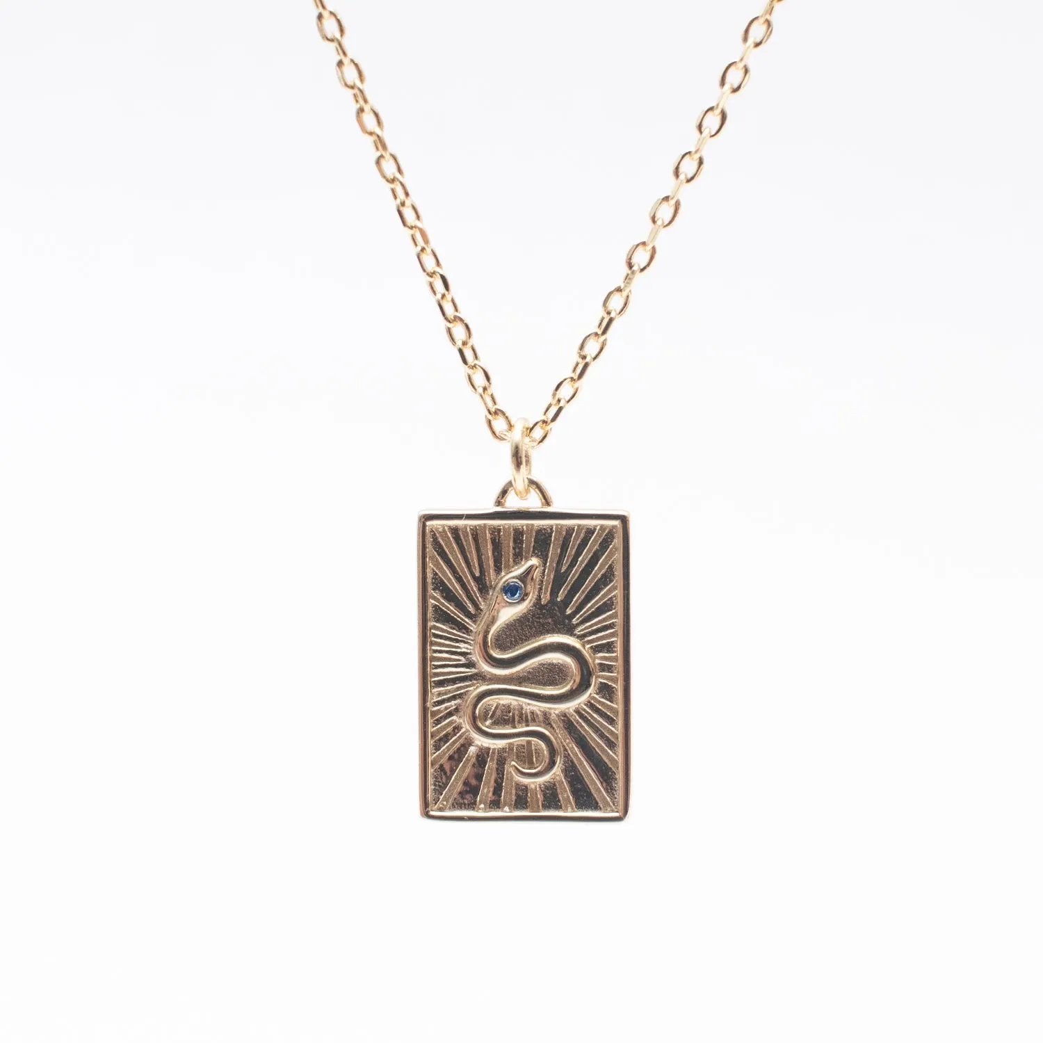 Gold Vermeil Square Snake Medallion Necklace sold by Silver Lotus
