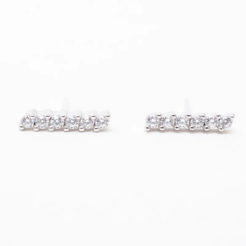 Silver Crystal Bar Studs sold by Silver Lotus