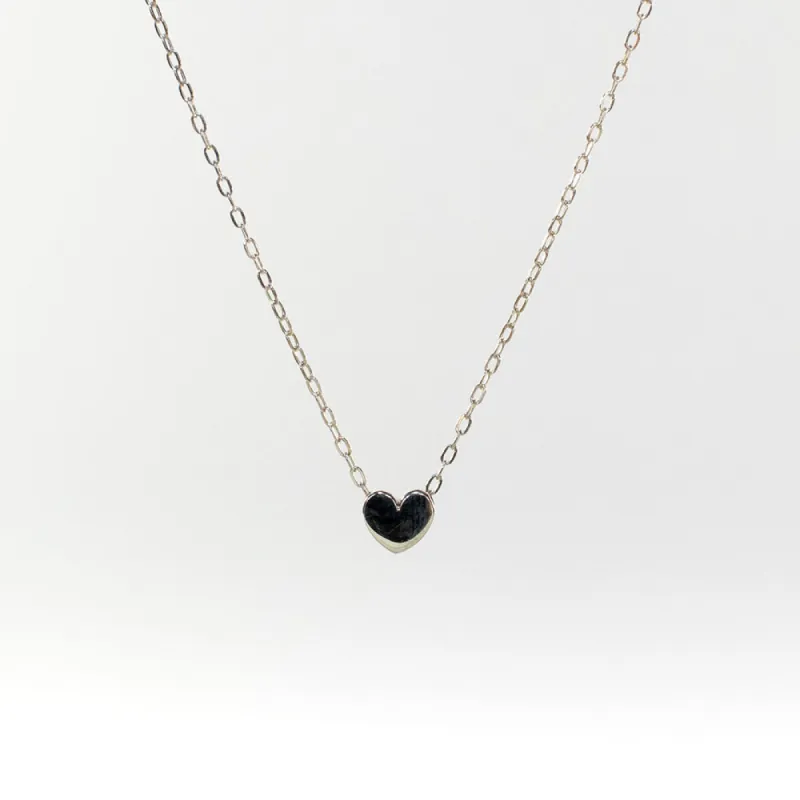 Silver Small Heart Puff Necklace sold by Silver Lotus