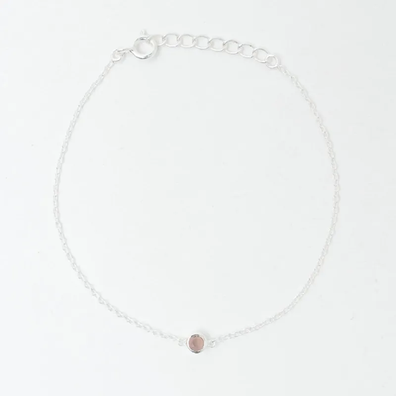 Silver Pink Chalcedony Solitaire Bracelet sold by Silver Lotus