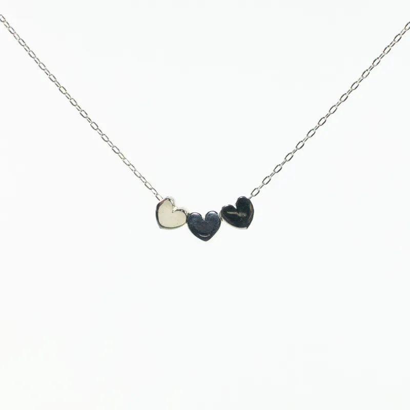 Silver Triple Heart Small Puff Necklace sold by Silver Lotus