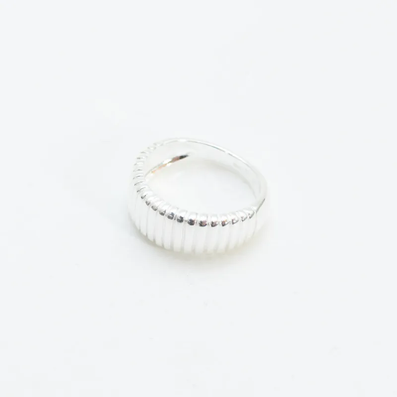 Silver Ribbed Tapered Dome Ring sold by Silver Lotus