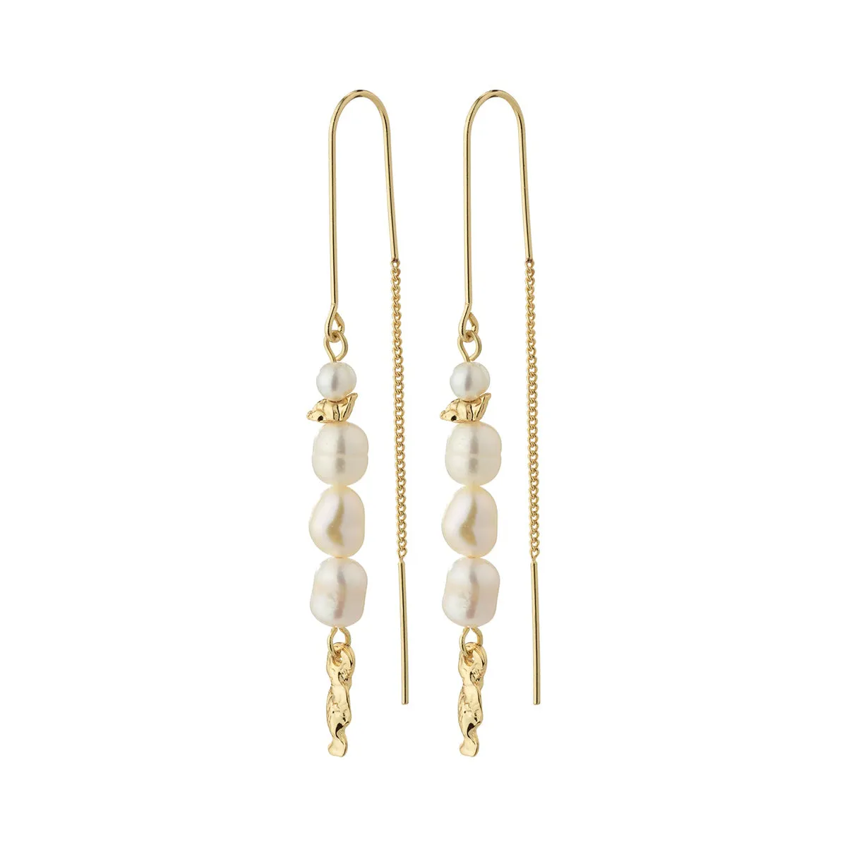 Berthe Gold Plated Pull Through Pearl Earrings sold by Silver Lotus