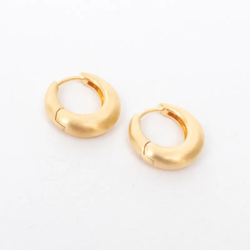 Brushed Gold Vermeil Medium Crescent Click In Hoops sold by Silver Lotus