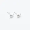 Brushed Silver Little Puffed Oval Studs sold by Silver Lotus
