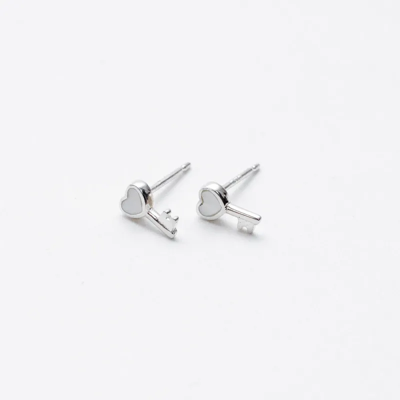 Silver Mother of Pearl Key Studs sold by Silver Lotus